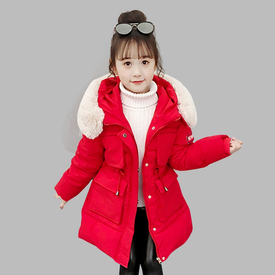 Пуховое пальто для девочек меховые толстовки парка Детский пуховик с длинными