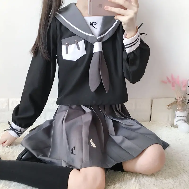 Школьная форма Jk Топ с длинным рукавом для девочек плиссированная юбка японский