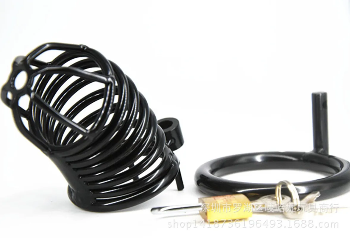 Черный металлический спиральный замок для петуха из нержавеющей стали бондаж на