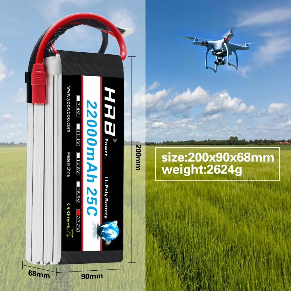 Аккумулятор HRB Lipo DJI Mini Drone 6s 22 2 V 22000mAh 25C для мультикоптера распространения Wings S800