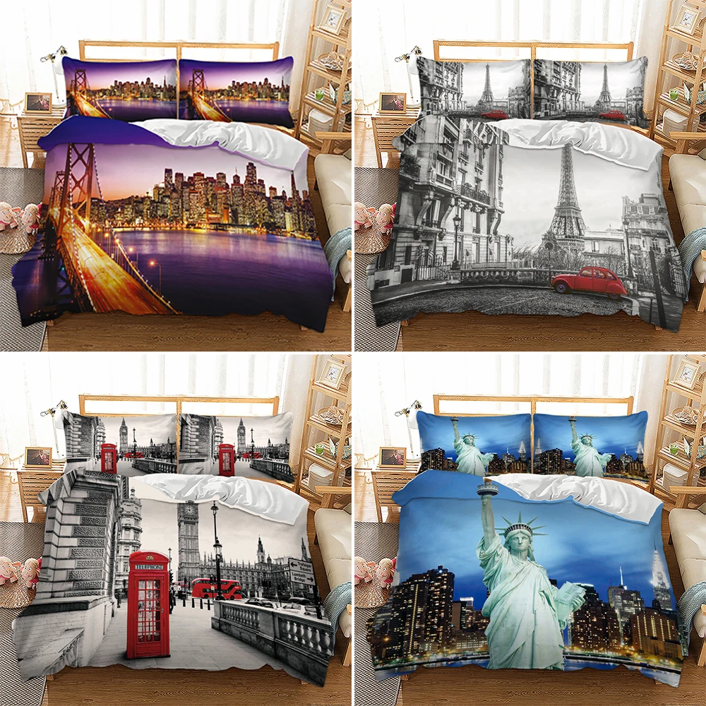 

Beautiful and Luxurious Cityscape Pattern Bedding Set 2/3Pcs Comforter Cover with Pillowcase US/AU/UK 11 Size(no Filling)