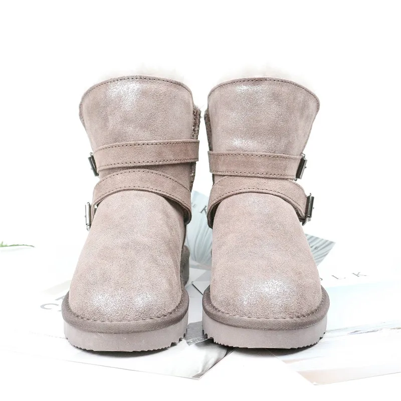 

Natural Fur Genuine Cowhide Leather 100% Natural Fur Shoes Women Waterproof Snow Boots Women Boots Warm Winter Boots Women Shoes