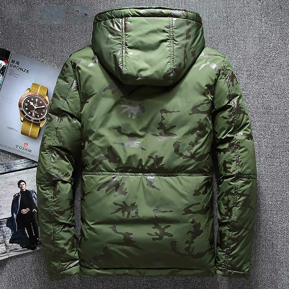 Высокое качество мужская зимняя куртка толстая парка пальто на белом утином пуху