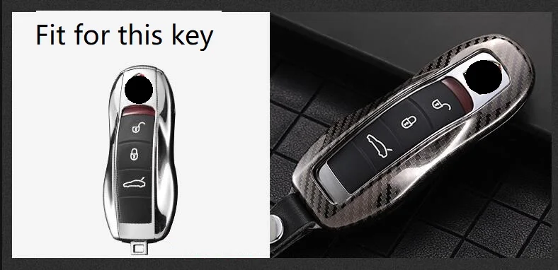 

Carbon Fiber Style Alloy Car Key Case Cover Shell Protector Accessories for Porsche Panamera Cayenne Cayman Macan 718 911