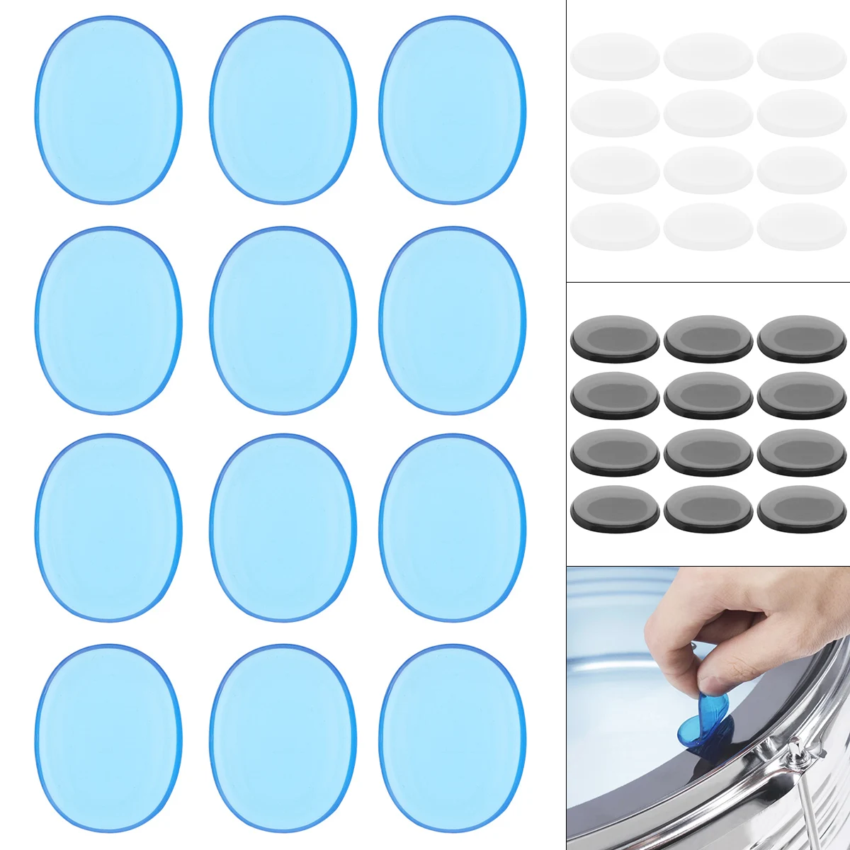 

Durable 12pcs/set Drum Mute Pad Transparent Silicone Jazz Snare Drum Muffler 3 Colors Optional