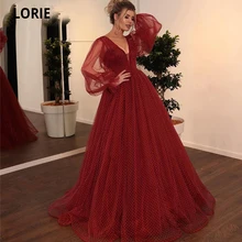 Lorie vestido de noite elegante com bolinhas, borgonha, com manga longa, formal, vestido de princesa, tamanho grande, vintage (4)