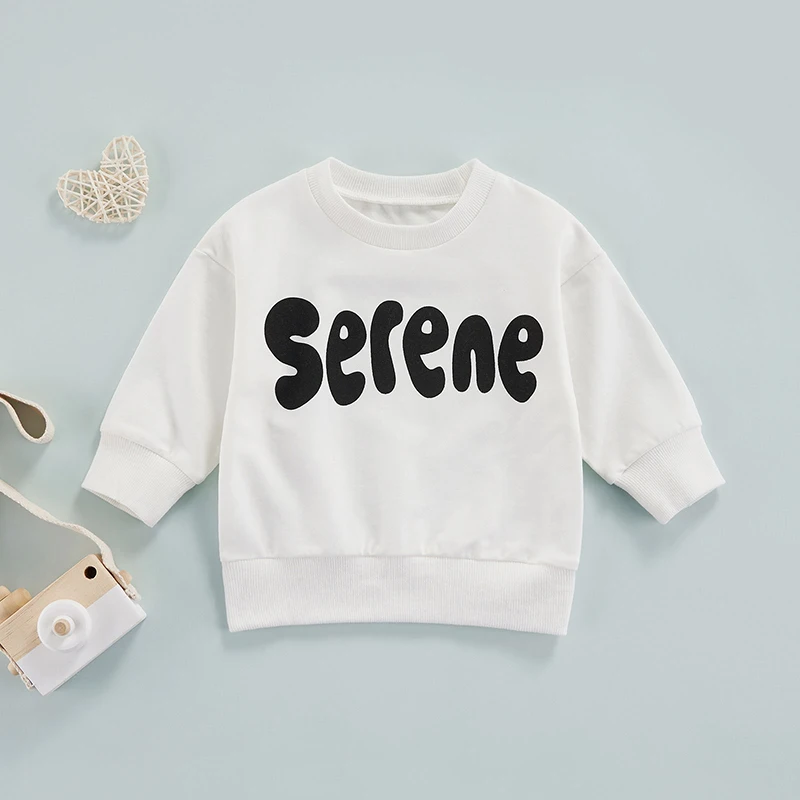 

Pudcoco Little Girl Sweatshirts Hoodies Crew Neck Long Sleeve Pullover Cotton Playwear Tops Sweatshirt