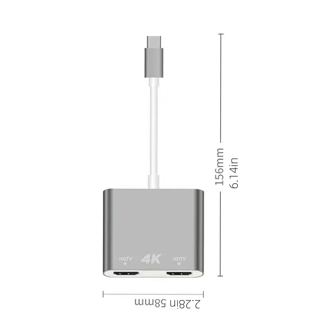Адаптер USB C к HDMI dual 4K @ 60hz практичный конвертер высокоскоростной Прочный