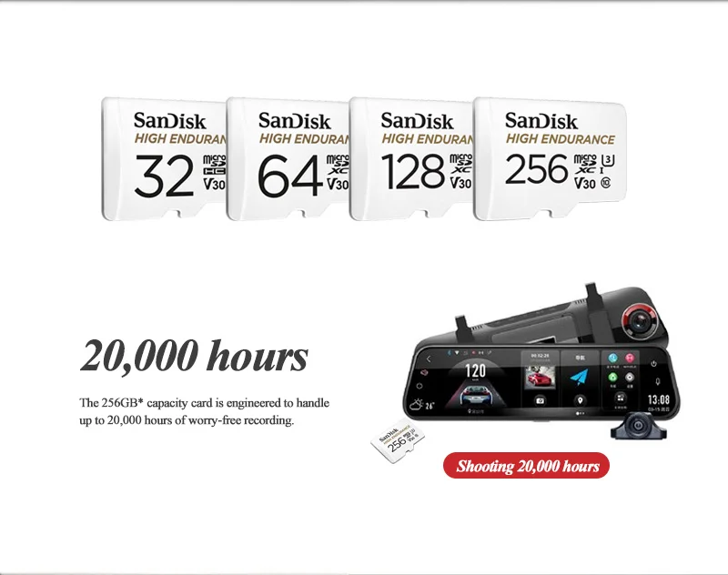 Двойной флеш-накопитель SanDisk карты памяти, 32 ГБ, 64 ГБ, класс 10, с высокой износостойкостью видео мониторинга V30 микро SD карты 100 МБ/с. карты памяти Microsd