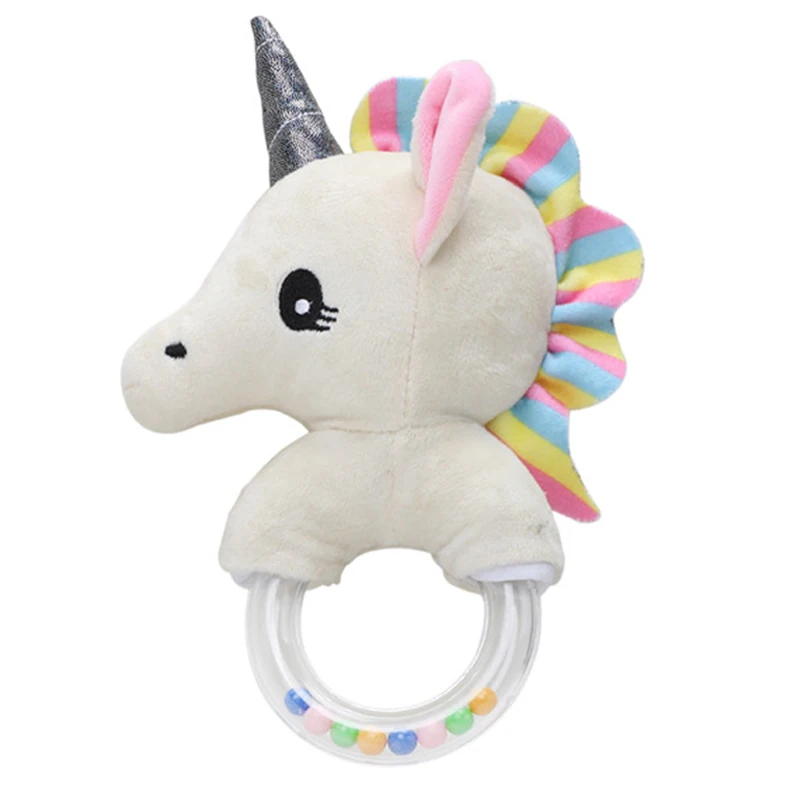 Unicorn Детские погремушки милые плюшевые игрушки мягкие ручные колокольчики единорог игрушки для кроватки детские для новорожденных 0 12 24 месяцев Развивающие детские игрушечный колокольчик кольца - Цвет: Unicorn