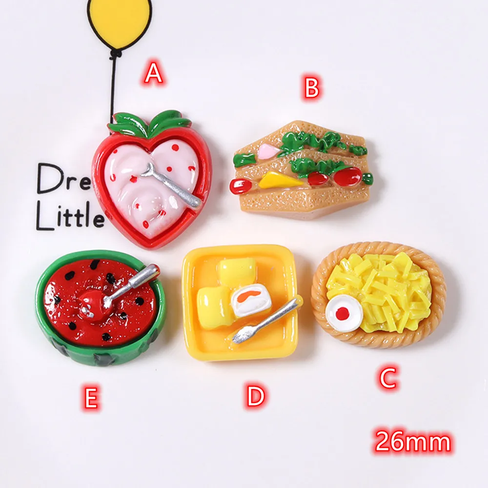 

Hamburger Resin Decoration Crafts 20pcs Foods Fruits Flatback Cabochon Scrapbook Kawaii DIY Embellishments Accessories Buttons