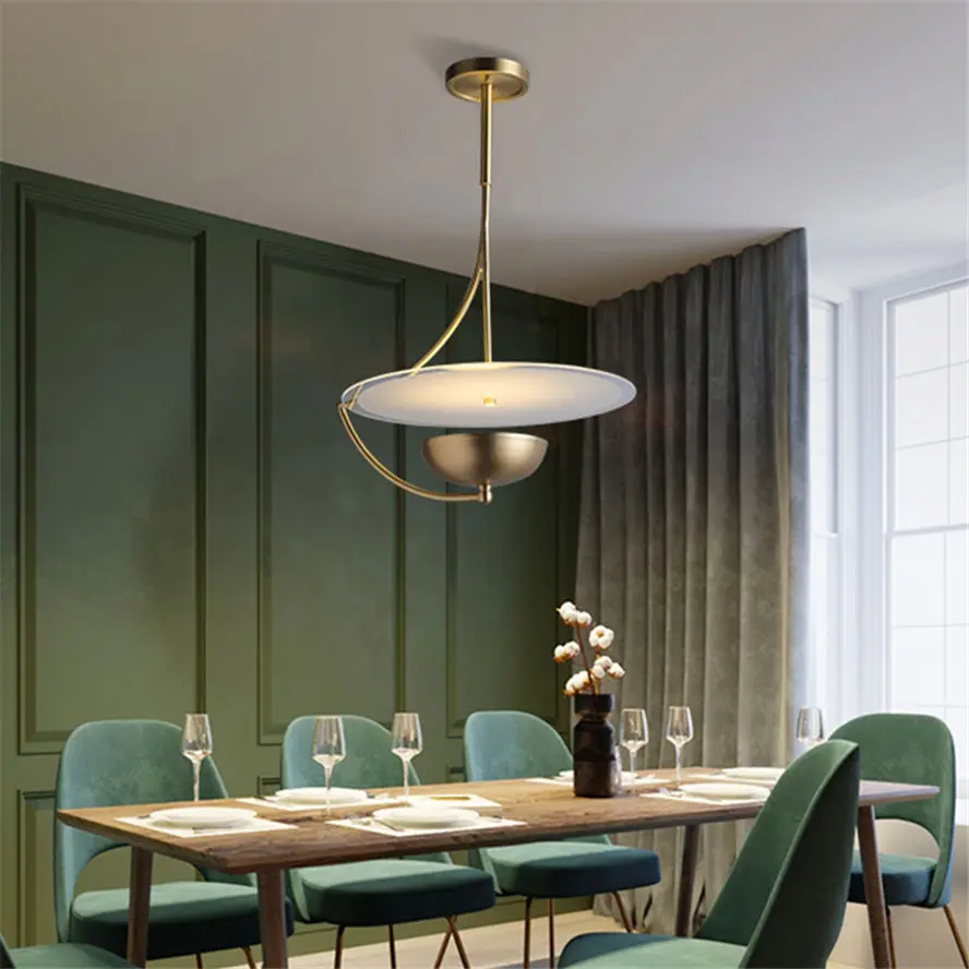 

postmodern designer copper Round glass pendant lights for dining room bar cafe luxury decorative lighting fixture led luminaire