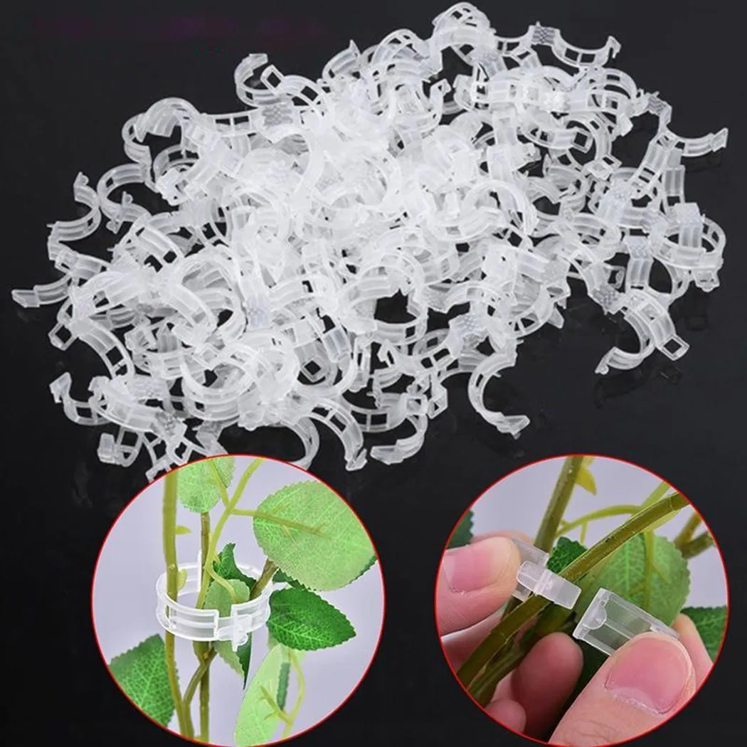 

100pcs Reusable Plastic Plant Support Clips Clamps Hanging Vine Vegetables Grafting Fixing Tool Gardening For Tomato