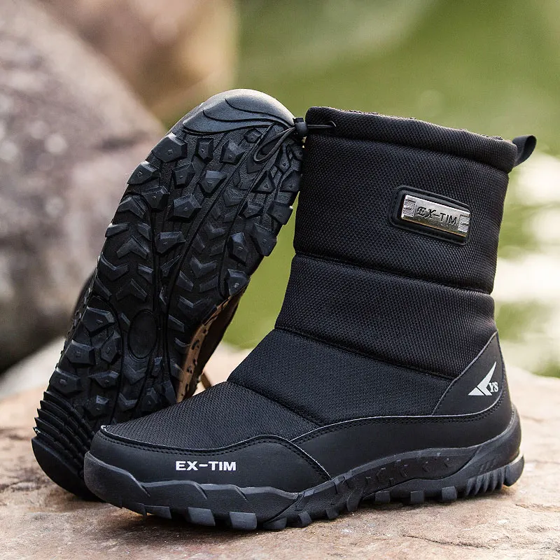 

Coslony Men Winter Shoes Warm 2021 trending Snow Boots Mid-calf Thick Plush Wool Outdoor Winter Boots Non-slip Men Boots fashion