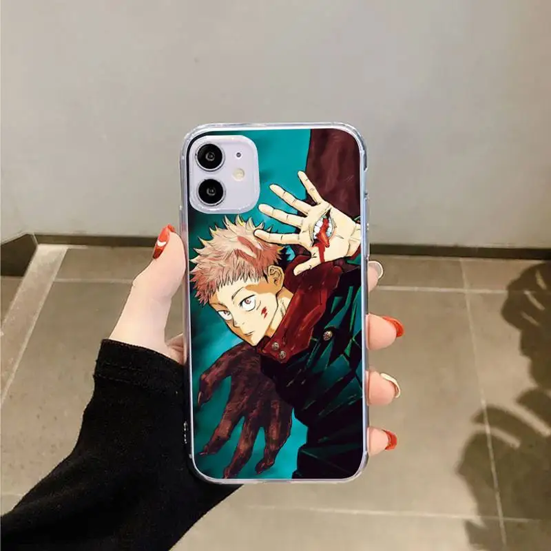 

Jujutsu Kaisen Satoru Gojo anime Phone Case Transparent for iPhone 6 7 8 11 12 s mini pro X XS XR MAX Plus