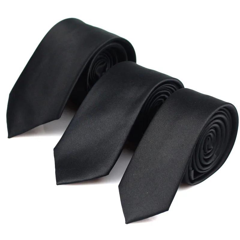 

Black Neck Ties For Men Women Casual Suits Solid Tie Skinny Mens Neckties For Business Wedding Slim Men Ties