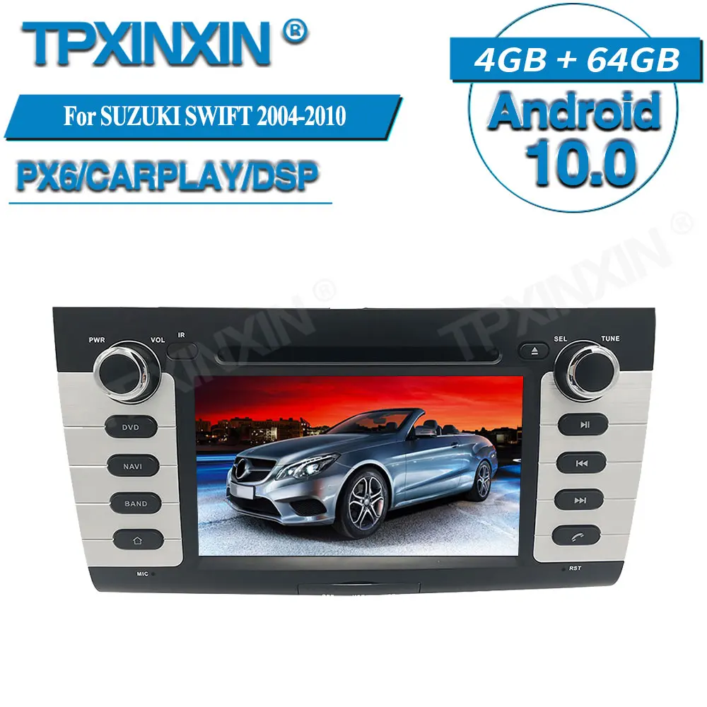 

Автомобильный мультимедийный плеер PX6, 4 + 64 ГБ, для SUZUKI SWIFT 2004-2006, Android 10, GPS-навигация, аудио стерео экран, головное устройство, магнитофон