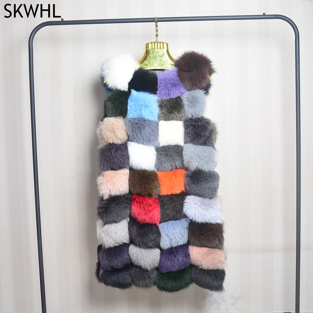 

2021 New Women's Winter Real Fur Coat High Quality Natural Fox Fur Vest Fashion Luxurious Warm Sleeveless Real Fox Fur Jacket