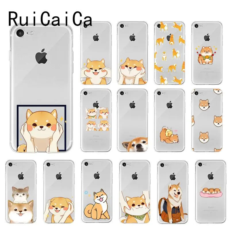 RuiCaiCa Шиба ину собака Красочный милый чехол для телефона iPhone 8 7 6 6S Plus 5 5S SE XR X XS MAX 10