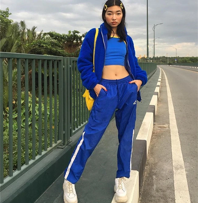 Хип хоп панк готический электро оптический синий имитация кашемира молния