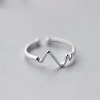100 real 925 sterling silver heartbeat rings for women adjustable size wedding ring hot jewelry