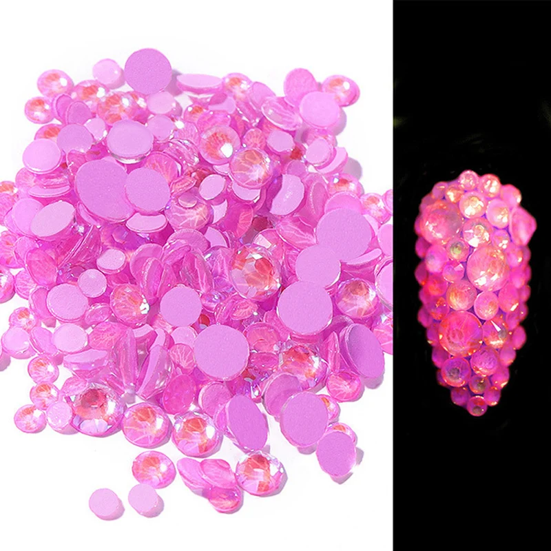 

1pack Luminous Crystal Mixed Size SS6-SS20 Nail Art Rhinestone Accessories 3D Glitter Diamond Jewelly Glow In The Dark Ornaments