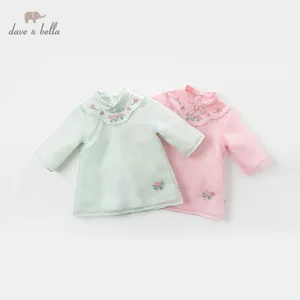 DBM12915 демисезонное Цветочное платье в китайском стиле для маленьких девочек, детское модное вечернее платье, детская одежда в стиле 