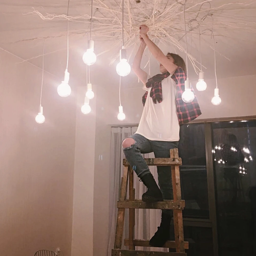 Современная Подвесная лампа в скандинавском стиле ретро с пауком лампочка