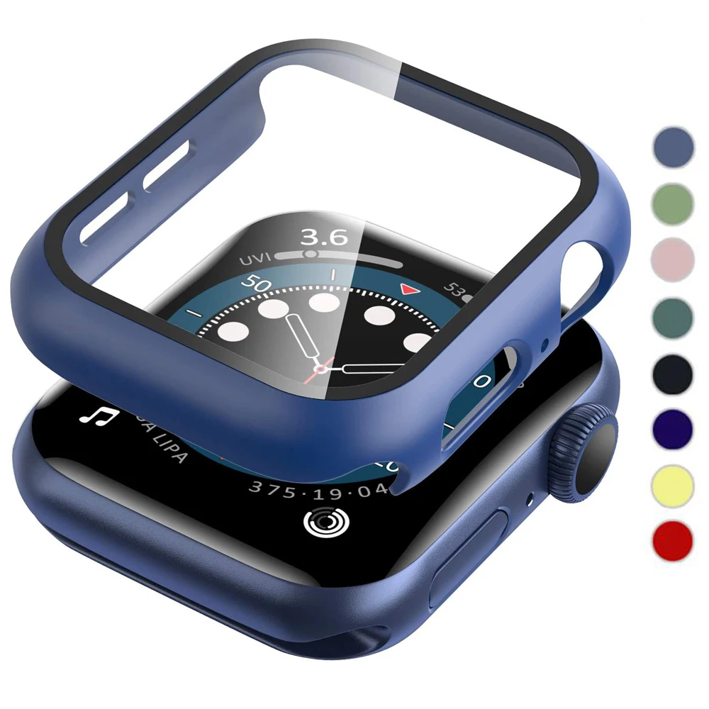 Чехол для часов Apple Watch чехол s 44 мм 40 6/SE/5/4/3/2/1 закаленное стекло защитная рамка
