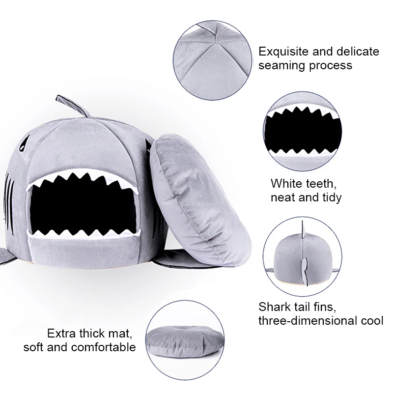 

Dropship Pet Cat Bed Soft Pet Cushion Dog House Shark For Large Dogs Tent High Quality Cotton Small Sleeping Bag Product Items