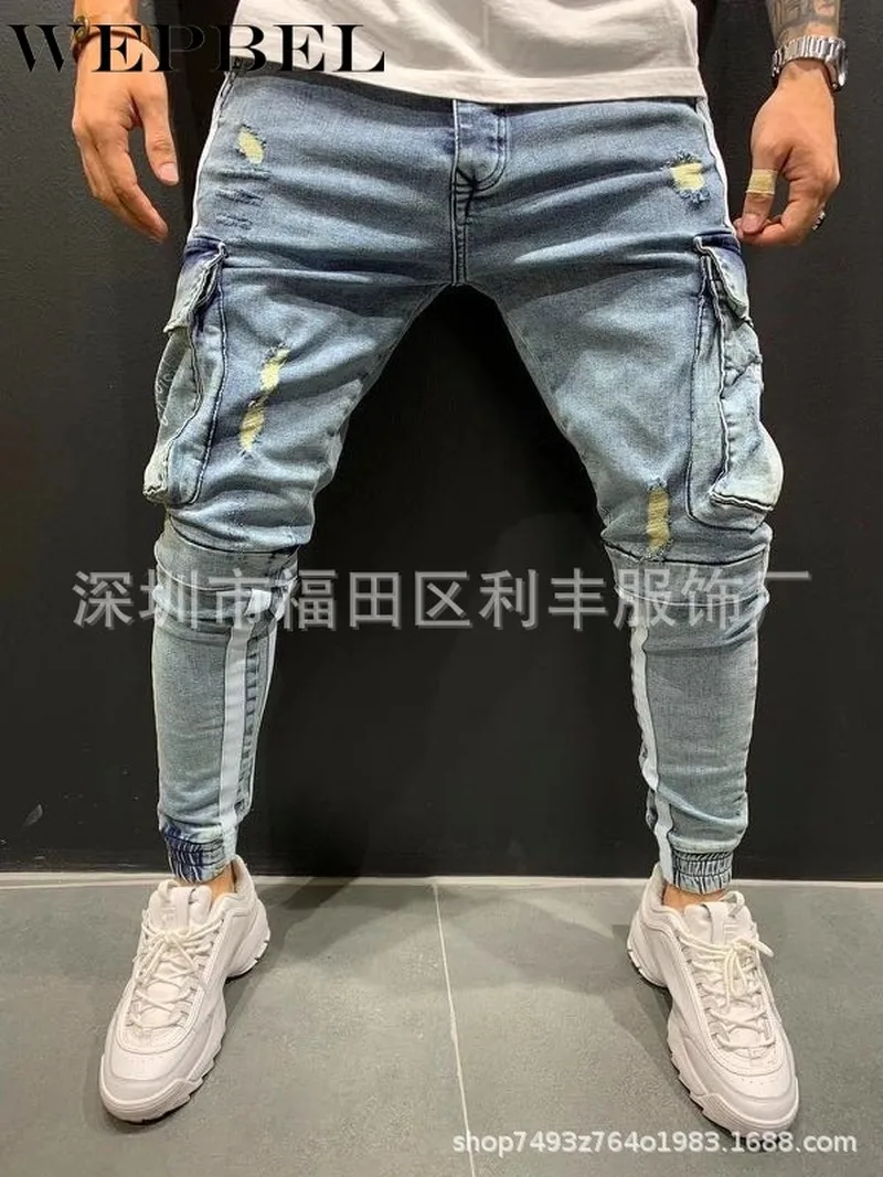 

Mandylandy Fashion Women Jeans Denim Hole Zipper Female Mid Waist Stretch Slim Flare Jeans Cargo Pants Hole Denim Casual Jeans