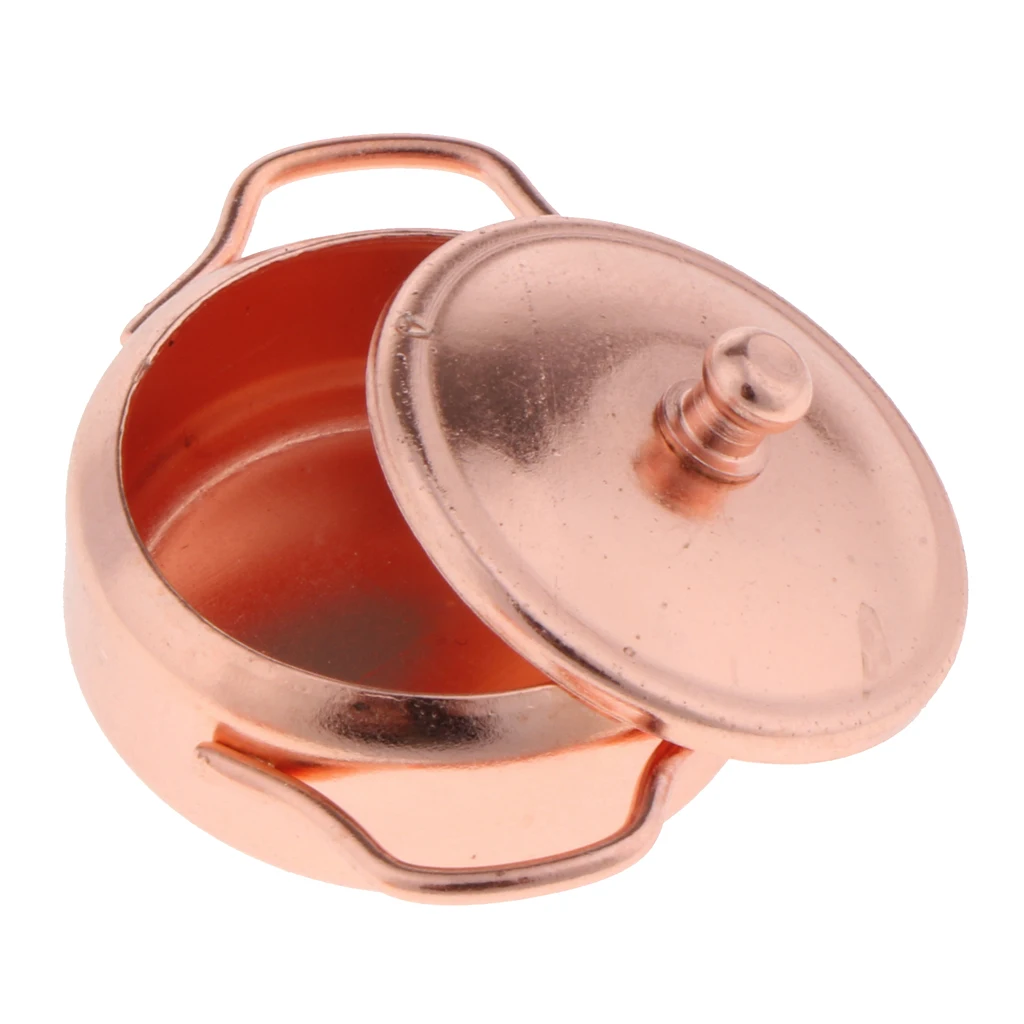 

3 Pieces 1:12 Dollhouse Miniature Frying Pan Pot Kettle Cookware