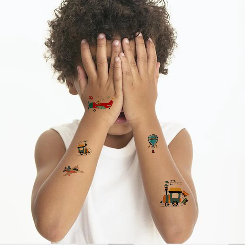 15PC Child Cartoon Temporary Tattoos Sticker Water Transfer Fake Tattoo Car Aircraft Design Body Art Tatto Boy Tatoo | Красота и