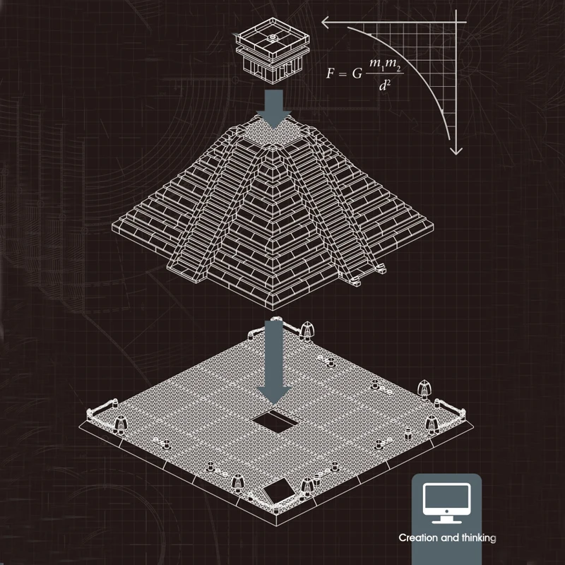Пирамида Мексиканская Майский пирамида 1340 шт. всемирно известные строительные