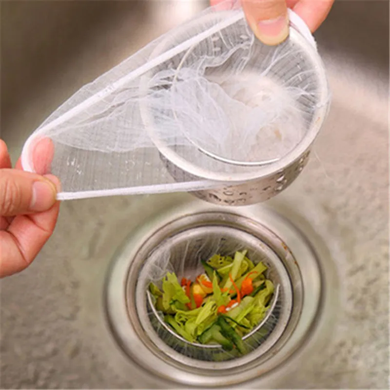 

100pcs Sink Filter Nylon Mesh Kitchen Trash Bag Strainer Net Shower Drain Cover Hair Catcher for Food Waste Bathroom Rubbish Bag