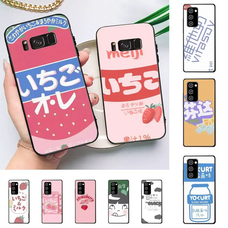 

Kawaii Japanese Strawberry Milk Drink Bottle Phone Case For Samsung Galaxy Note10Pro Note20ultra for note20 note10lite M30S