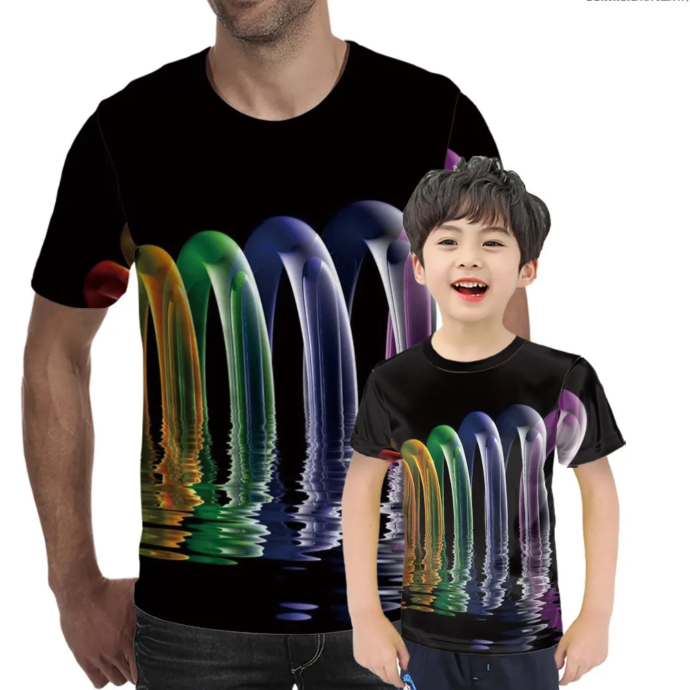 

2021 new casual personality men's T-shirt 3D drip printing T-shirt fashion round neck short sleeve men's street style top