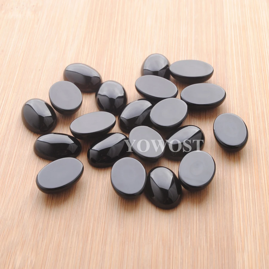 YOWOST Бесплатная доставка Черный агат драгоценный камень овальный кабошон без
