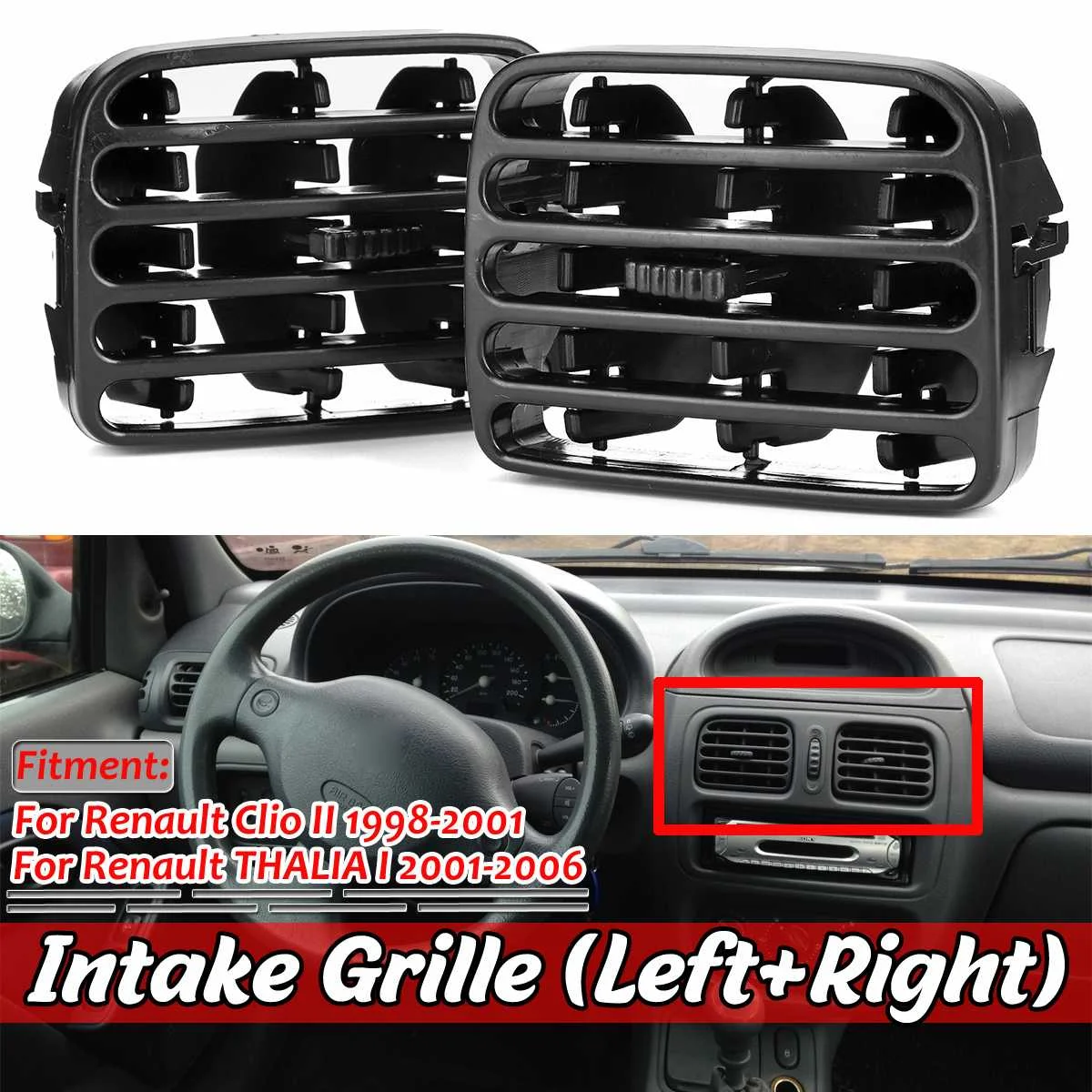 2 шт. Центральная решетка воздухозаборника салона автомобиля для Renault Clio II 1998-2001