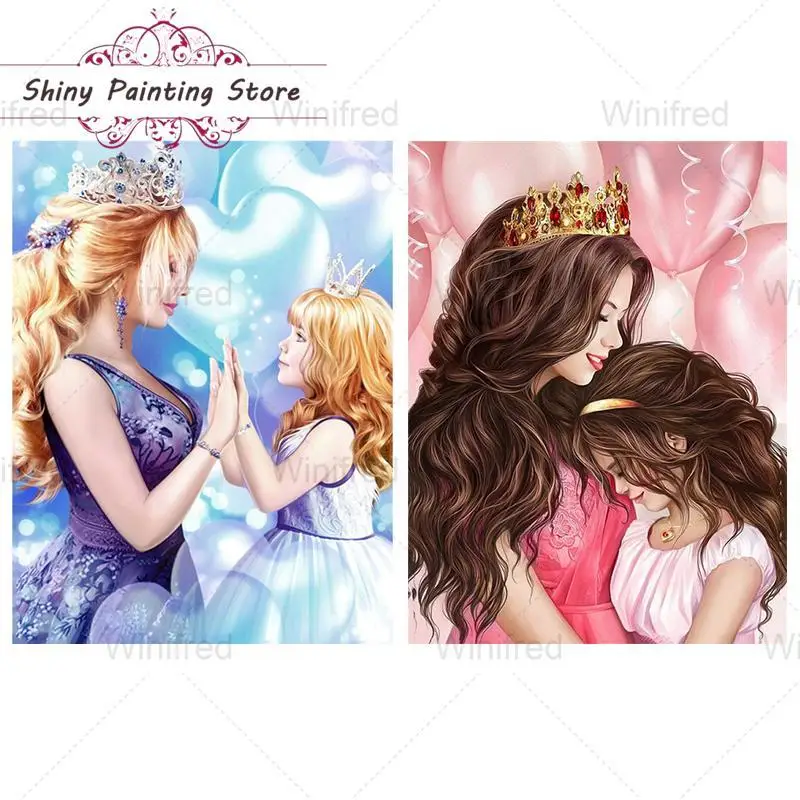 

5D DIY Diamond Painting Princess Mother and Girl Handicraft Diamond Embroidery Cross Stitch Cartoon Portrait GirlRoom Decor Gift