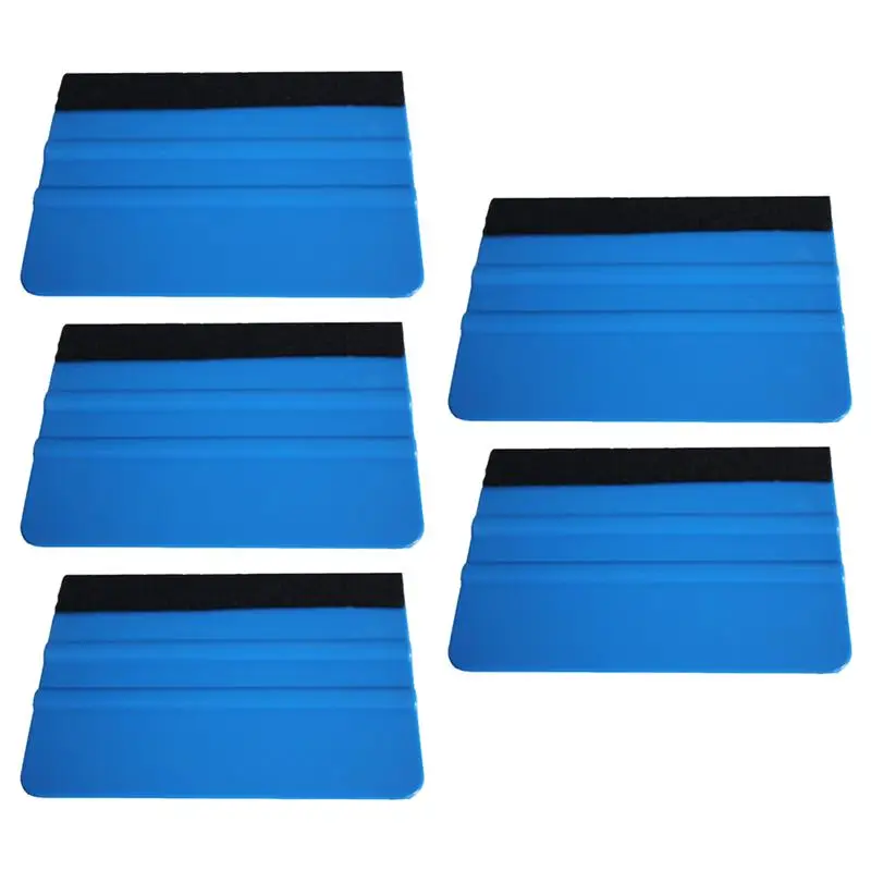 

5pcs Plastic Felt Squeegee Auto Car Window Film Decal Scraper Applying Tool Car Gadget for Car Auto Automobile (Blue)