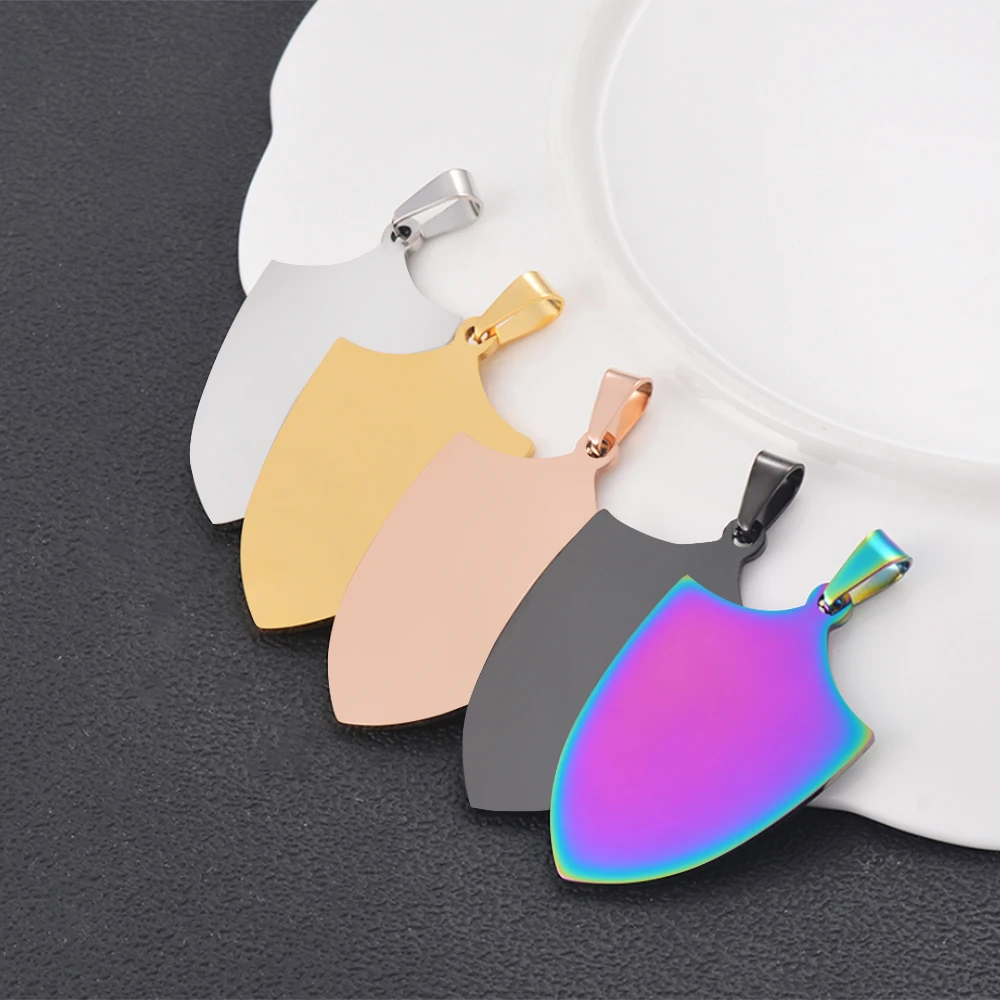 

5Pcs/lot Stainless Steel Shield Shape Dog Tags Jewelry Military Army Pendant Necklace Findings Dropship