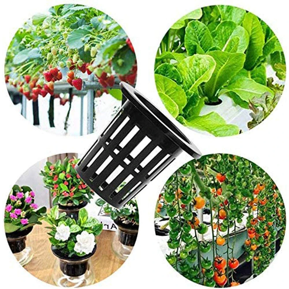 

Garden Net Cups Pots Net Mesh Basket Planting Plastic Garden Basket Hydroponic Plant Grow Cup Style 10PCS Baskets (Black)