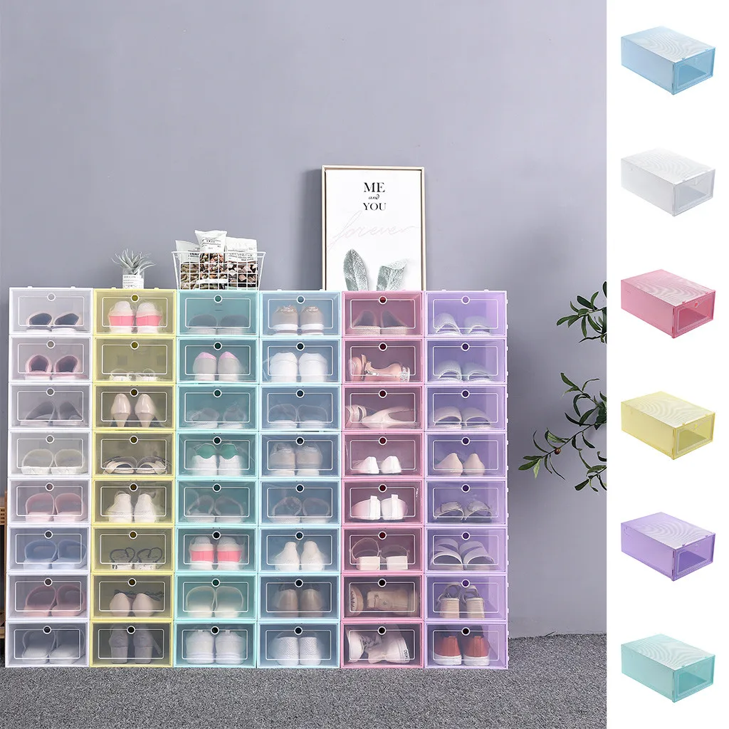 

Clear Shoes Storage Box Plastic Stackable Foldable Shoe Organizer Drawer Storage Case With Flipping Clear Shoe Organizer #864