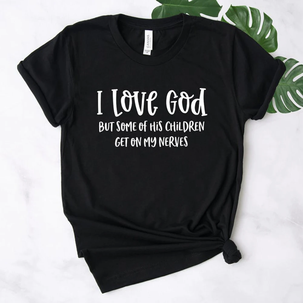 I Love God/Детская футболка с надписью God женские летние футболки из хлопка одежда в
