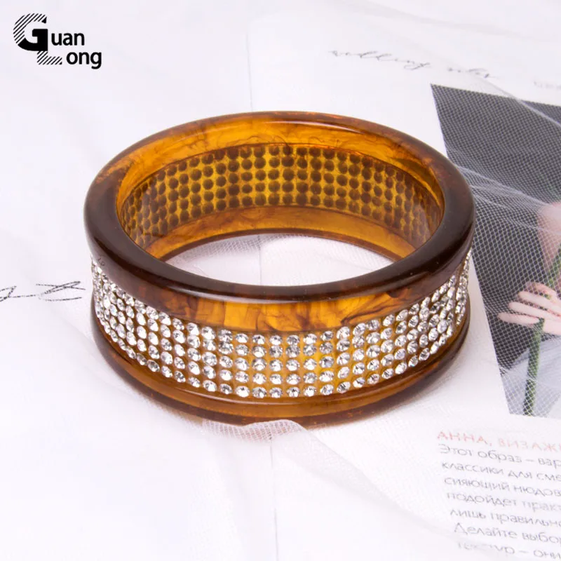 

Guanlong Indian Hand Bangles For Women Crystal Acrylic Resin Ladies Wide Bracelets And Bangles With Designer Charms High Quality