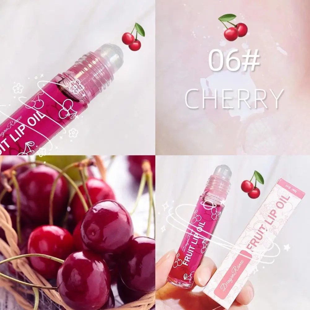 

8ml Lip Gloss Healthy Natural Extract Roller Bead Fruit Moisturizing Waterproof Lip Gloss Oil for Women Lip Glaze Lip Tint