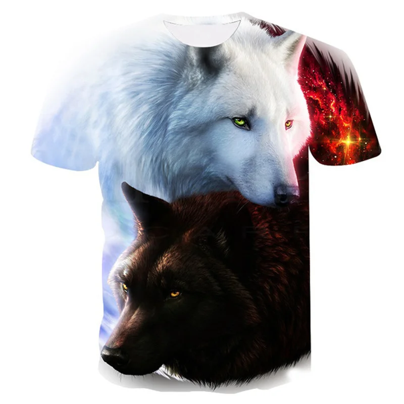 

2021 New 3D Anime T-Shirt Children's Short Sleeve Wolf Print T-Shirts Boy Kid Boys and Girls Tops T-Shirt Summer Clothes