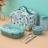 worthbuy cute monkey lunch box with compartment 316 stainless steel bento lunch box for kid school leak proof food container box