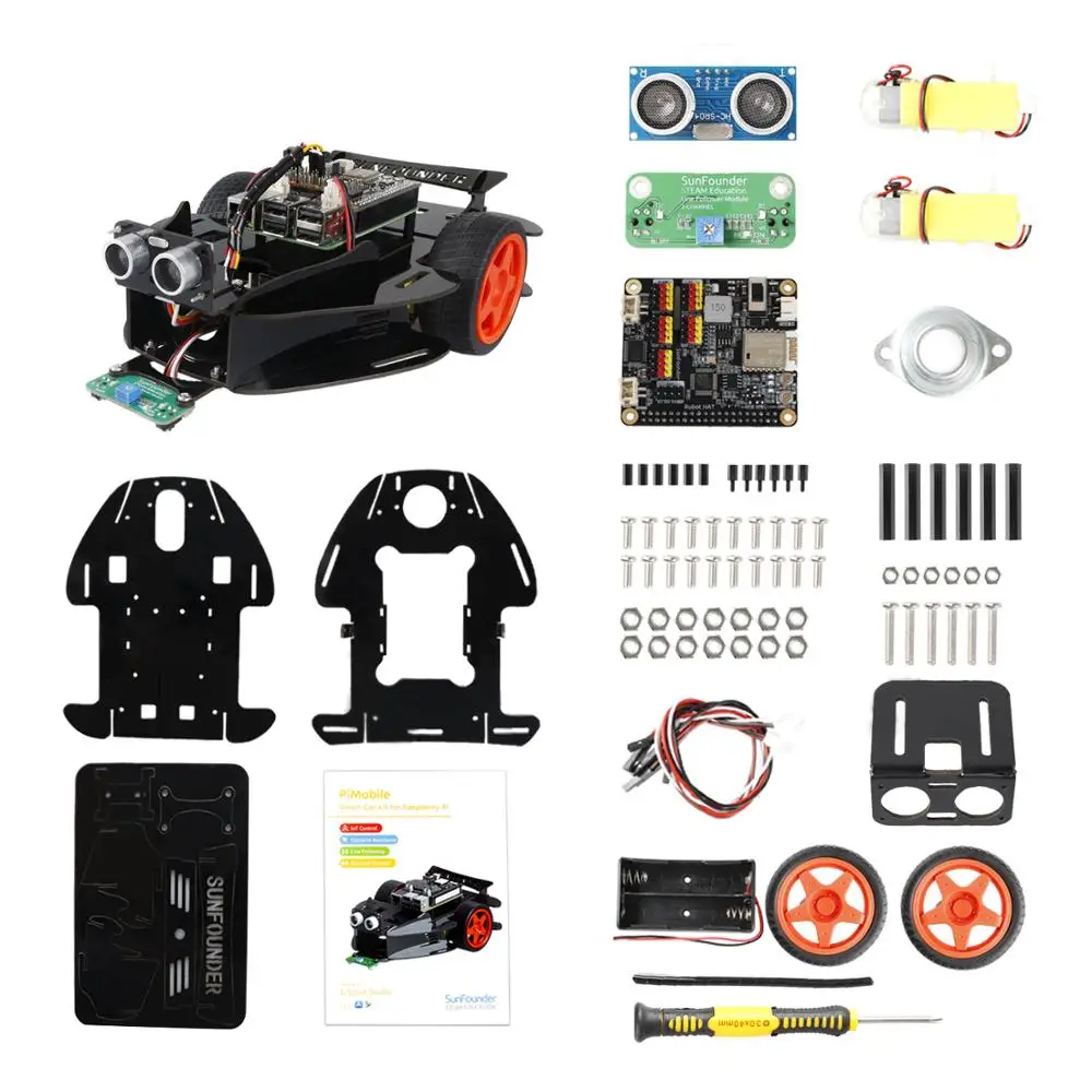 SunFounder PiMobile Smart Car Kit основанный на Ezblock для Raspberry Pi Model 4B 3B + B 2B(RPi не входит в